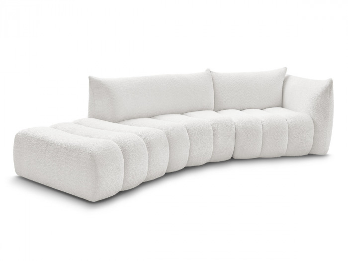 Canapé incurvé fixe 4 places AZRA tissu bouclette