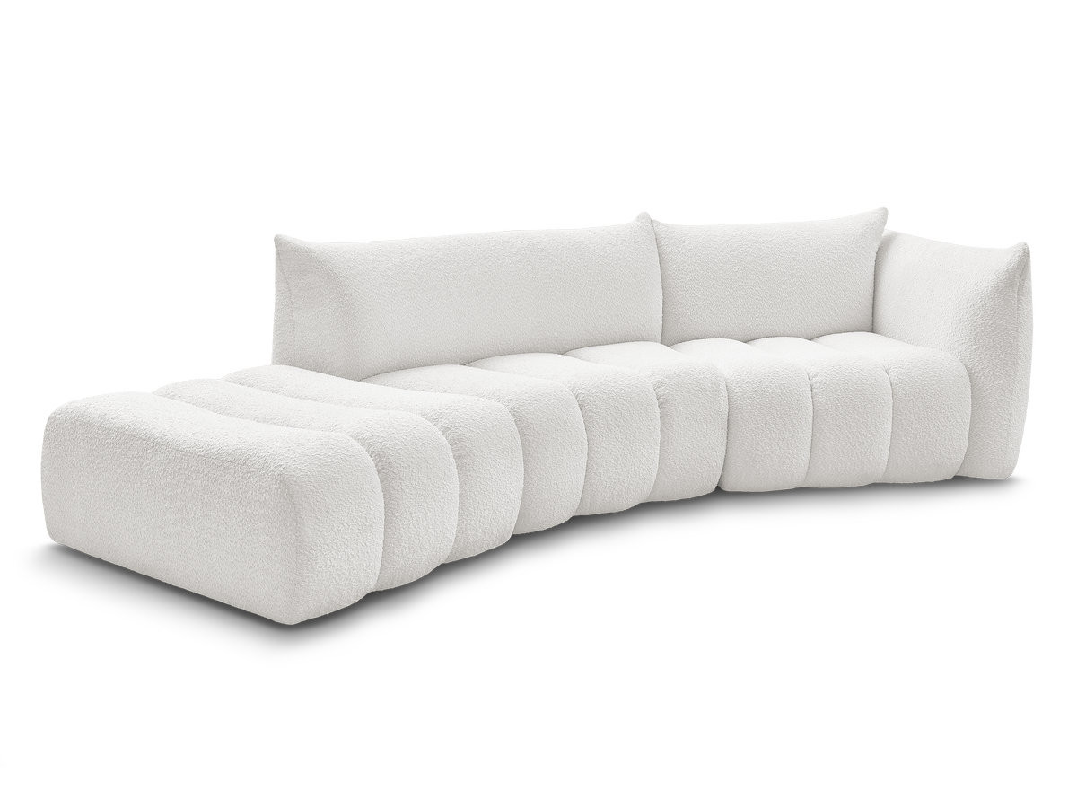 Canapé incurvé fixe 4 places AZRA tissu bouclette
