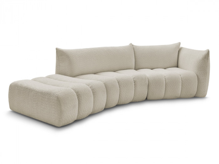 Canapé incurvé fixe 4 places AZRA tissu bouclette