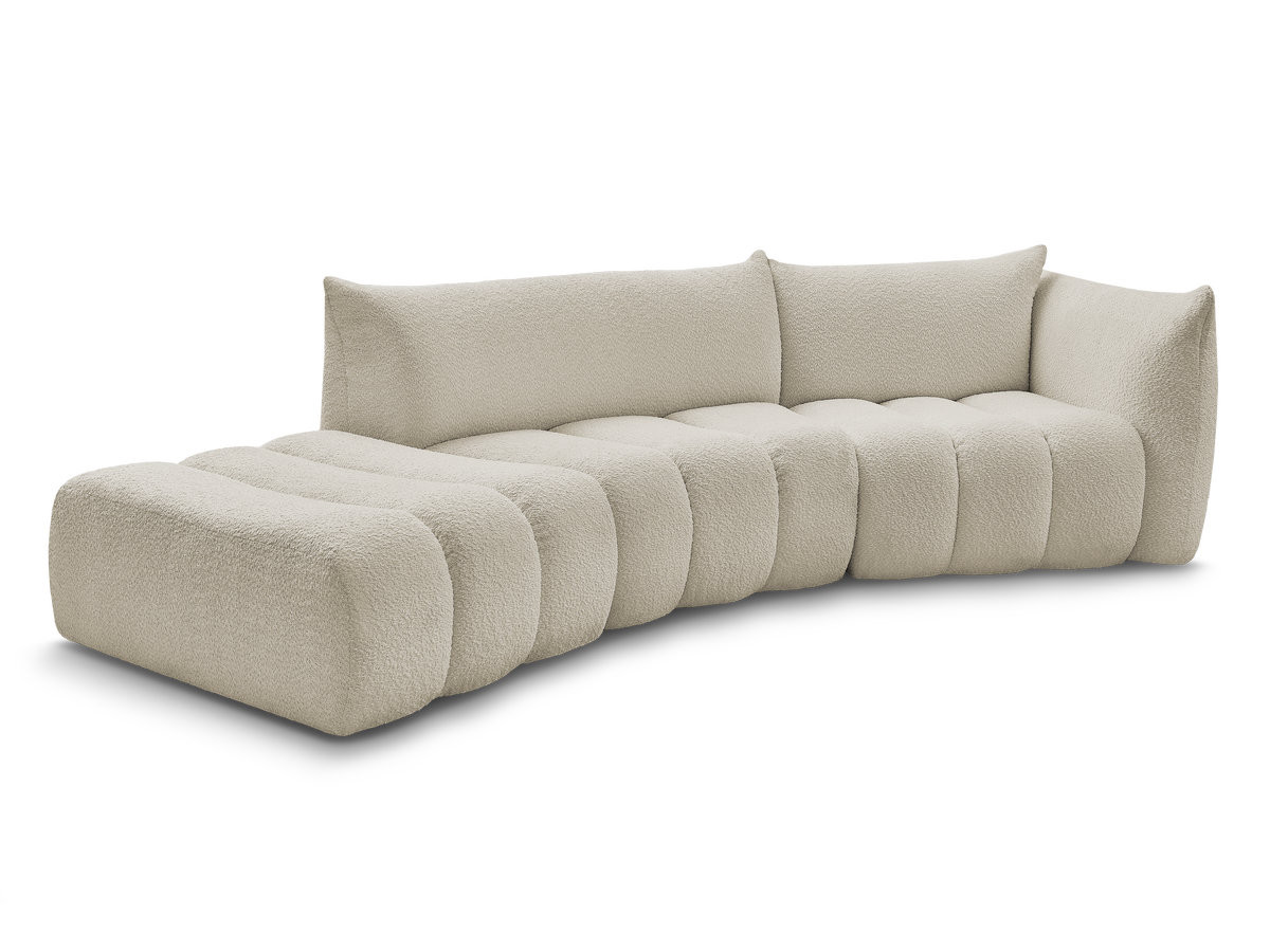 canapé incurvé fixe 4 places azra tissu bouclette de couleur beige