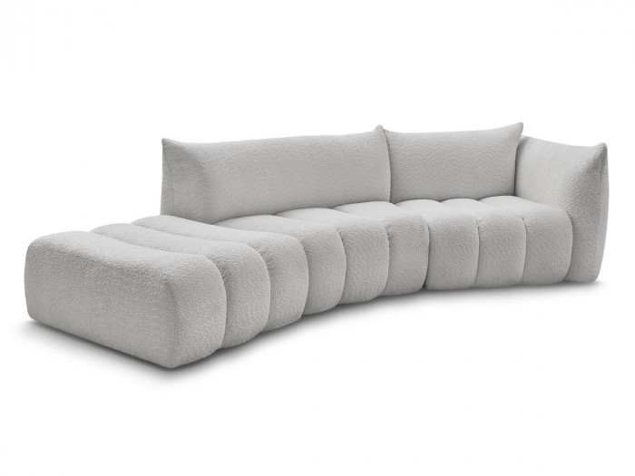 Canapé incurvé fixe 4 places AZRA tissu bouclette
