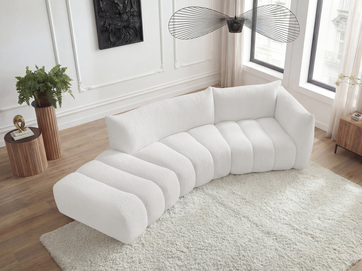 Canapé incurvé 4 places AZRA bouclette blanc — vue 6