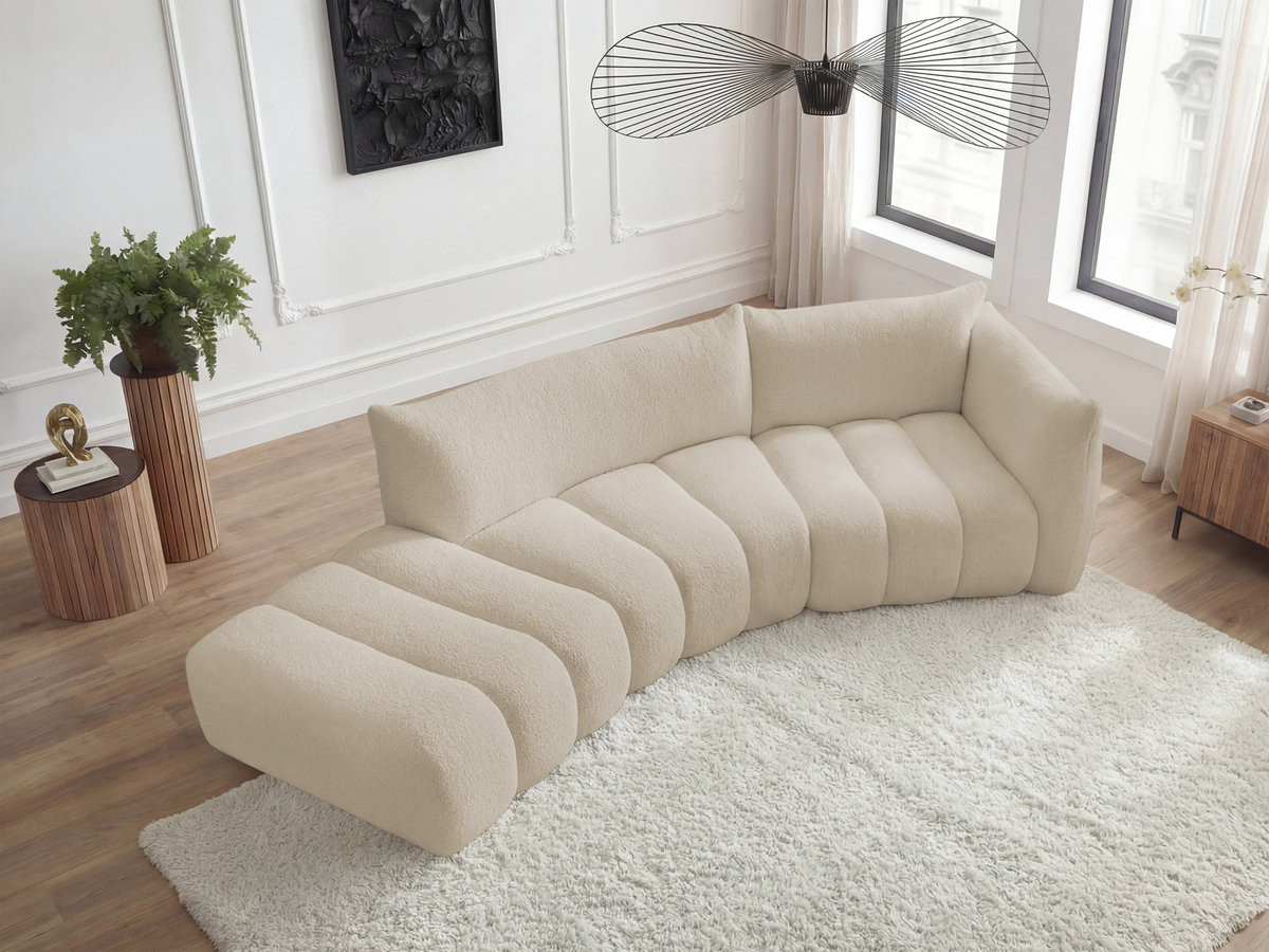 Canapé incurvé 4 places AZRA bouclette beige — vue 6