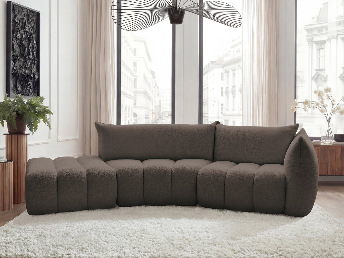 Canapé incurvé 4 places AZRA bouclette marron — vue 4
