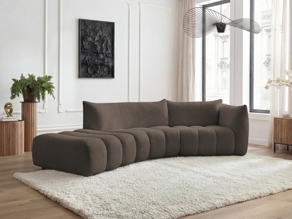 Canapé incurvé 4 places AZRA bouclette marron