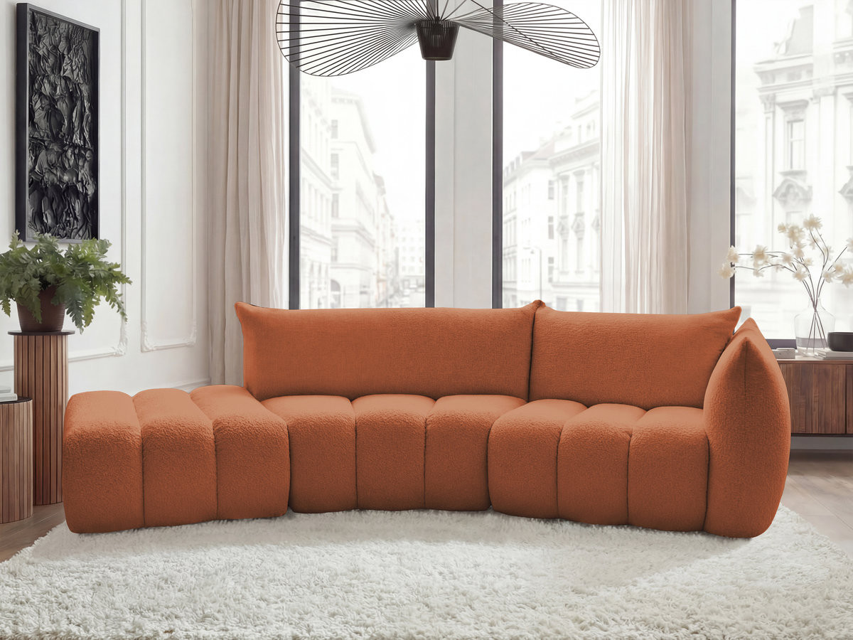 Canapé incurvé 4 places AZRA bouclette orange — vue 4