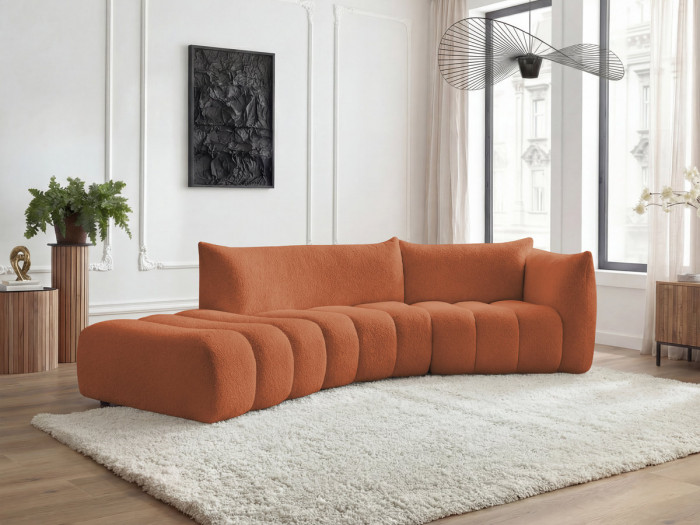 Canapé incurvé fixe 4 places AZRA tissu bouclette