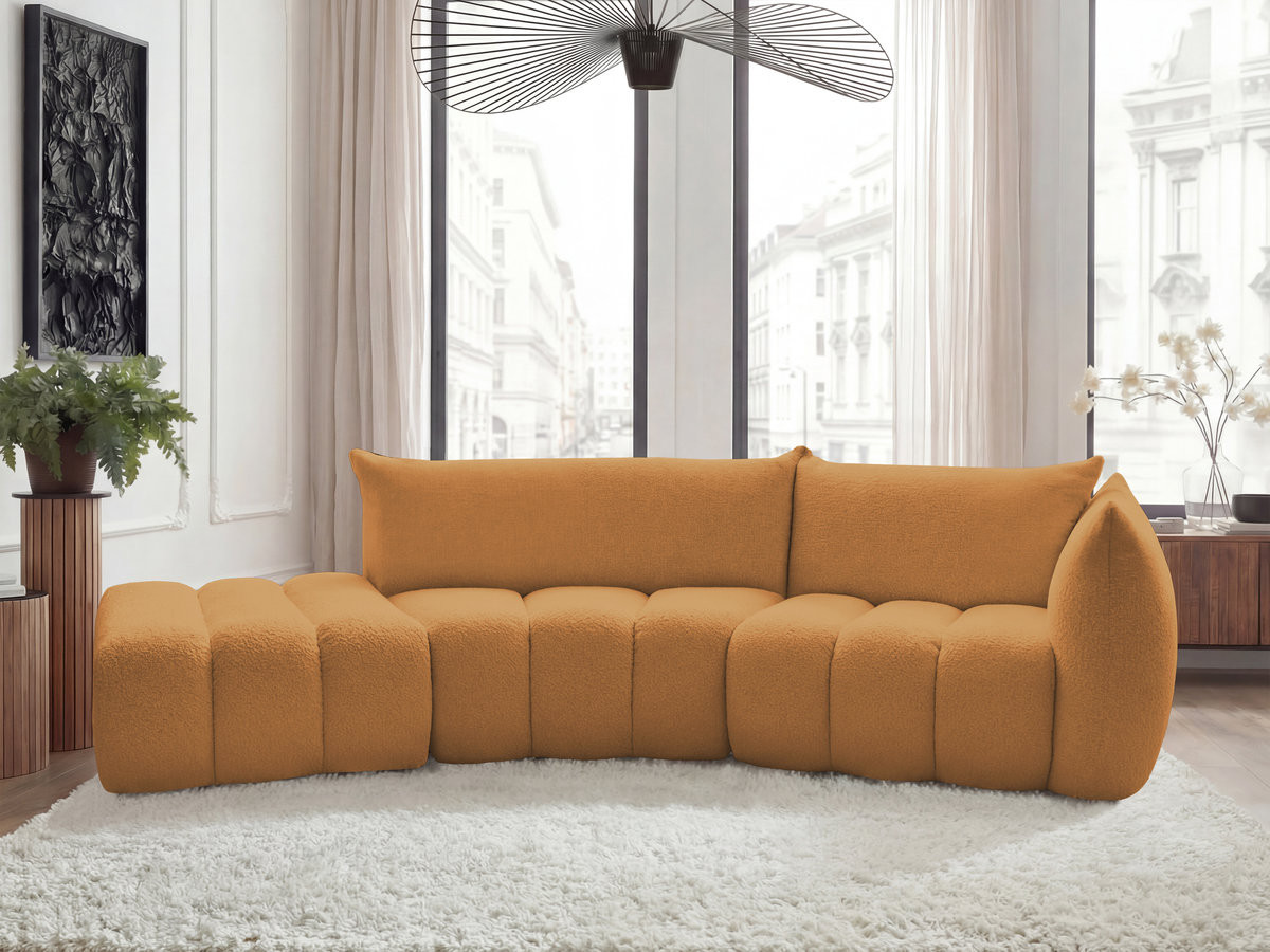 Canapé incurvé fixe 4 places AZRA tissu bouclette