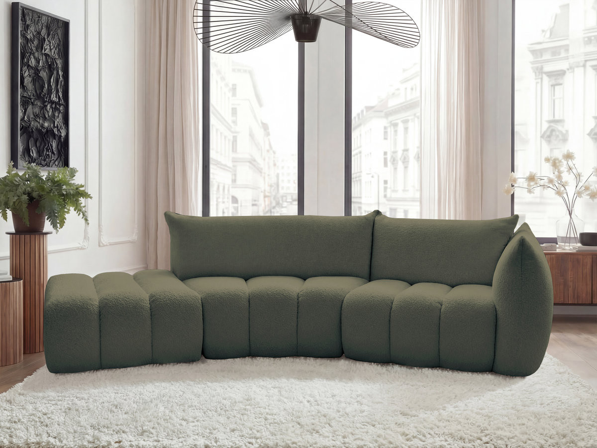 Canapé incurvé 4 places AZRA bouclette vert — vue 4