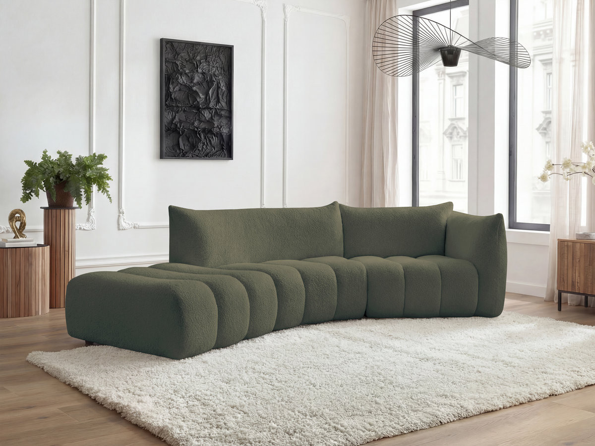 Canapé incurvé 4 places AZRA bouclette vert