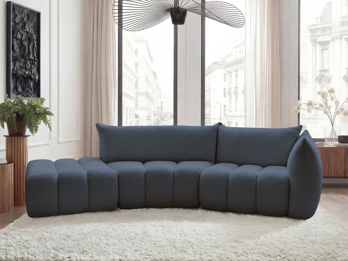 Canapé incurvé 4 places AZRA bouclette bleu foncé — vue 4
