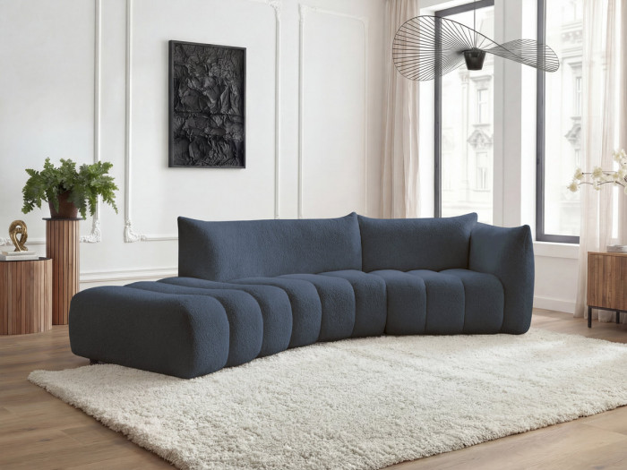 Canapé incurvé fixe 4 places AZRA tissu bouclette