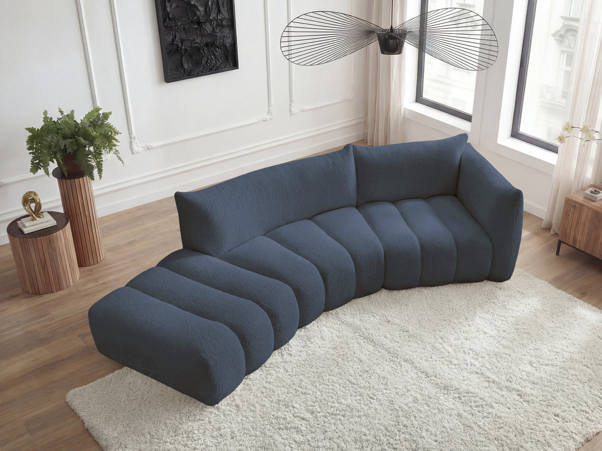 Canapé incurvé fixe 4 places AZRA tissu bouclette