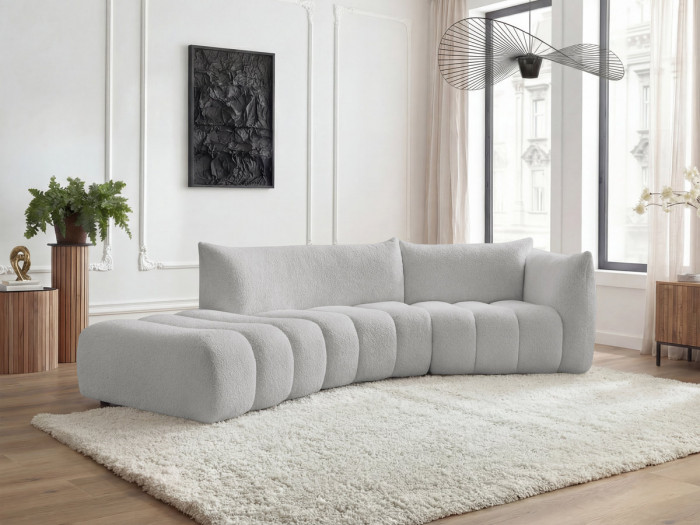 Canapé incurvé fixe 4 places AZRA tissu bouclette