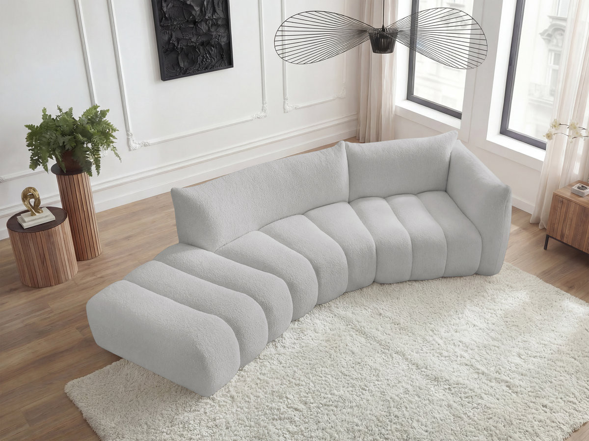 Canapé incurvé fixe 4 places AZRA tissu bouclette