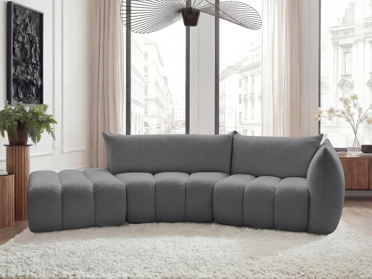 Canapé incurvé 4 places AZRA bouclette gris foncé — vue 4