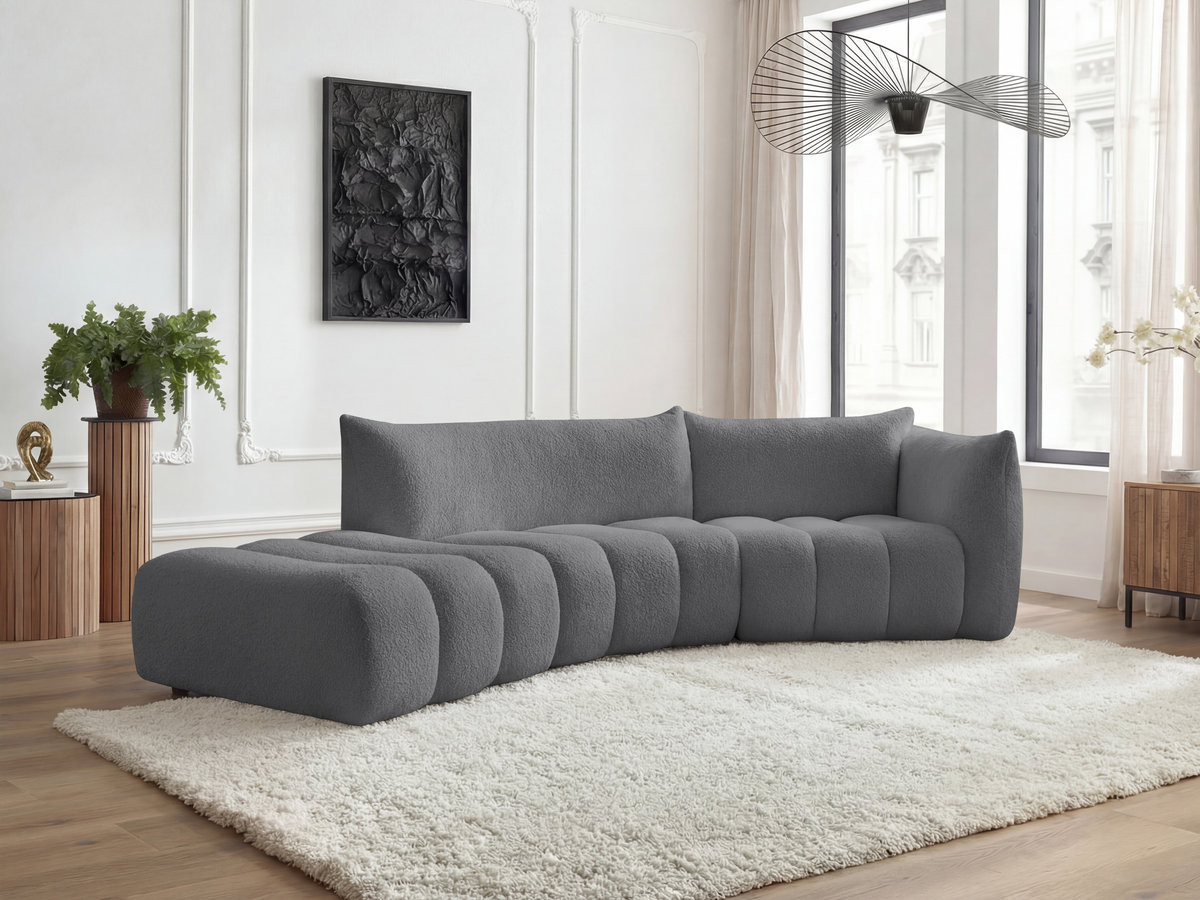 Canapé incurvé fixe 4 places AZRA tissu bouclette