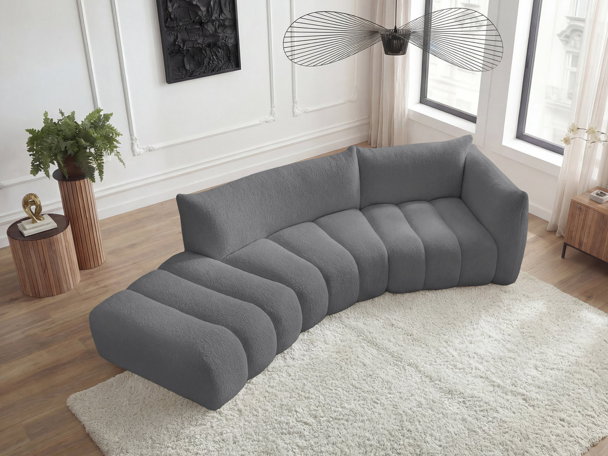 Canapé incurvé fixe 4 places AZRA tissu bouclette