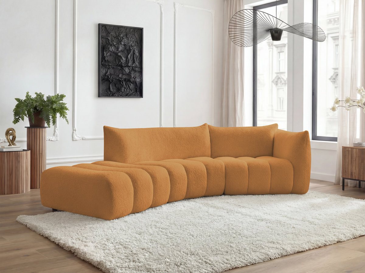 Canapé incurvé fixe 4 places AZRA tissu bouclette