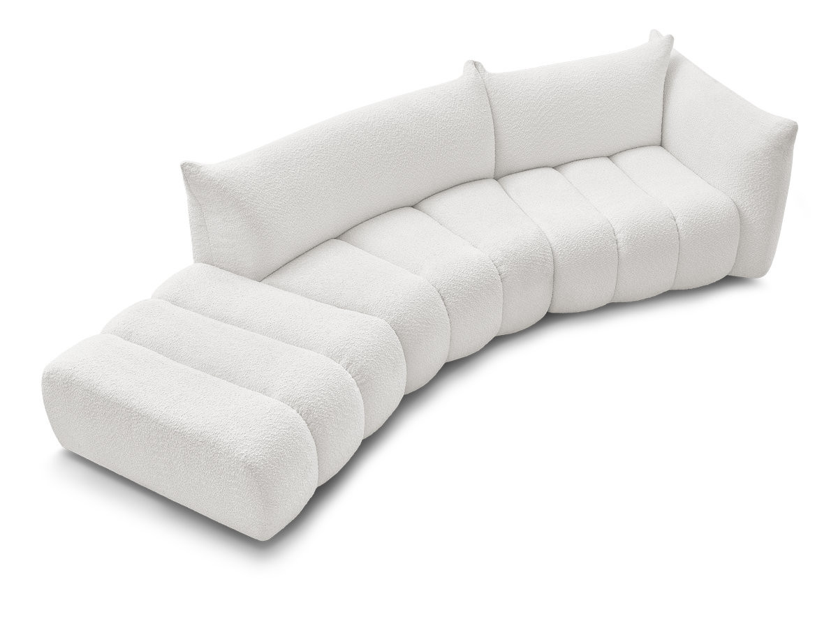 Canapé incurvé fixe 4 places AZRA tissu bouclette