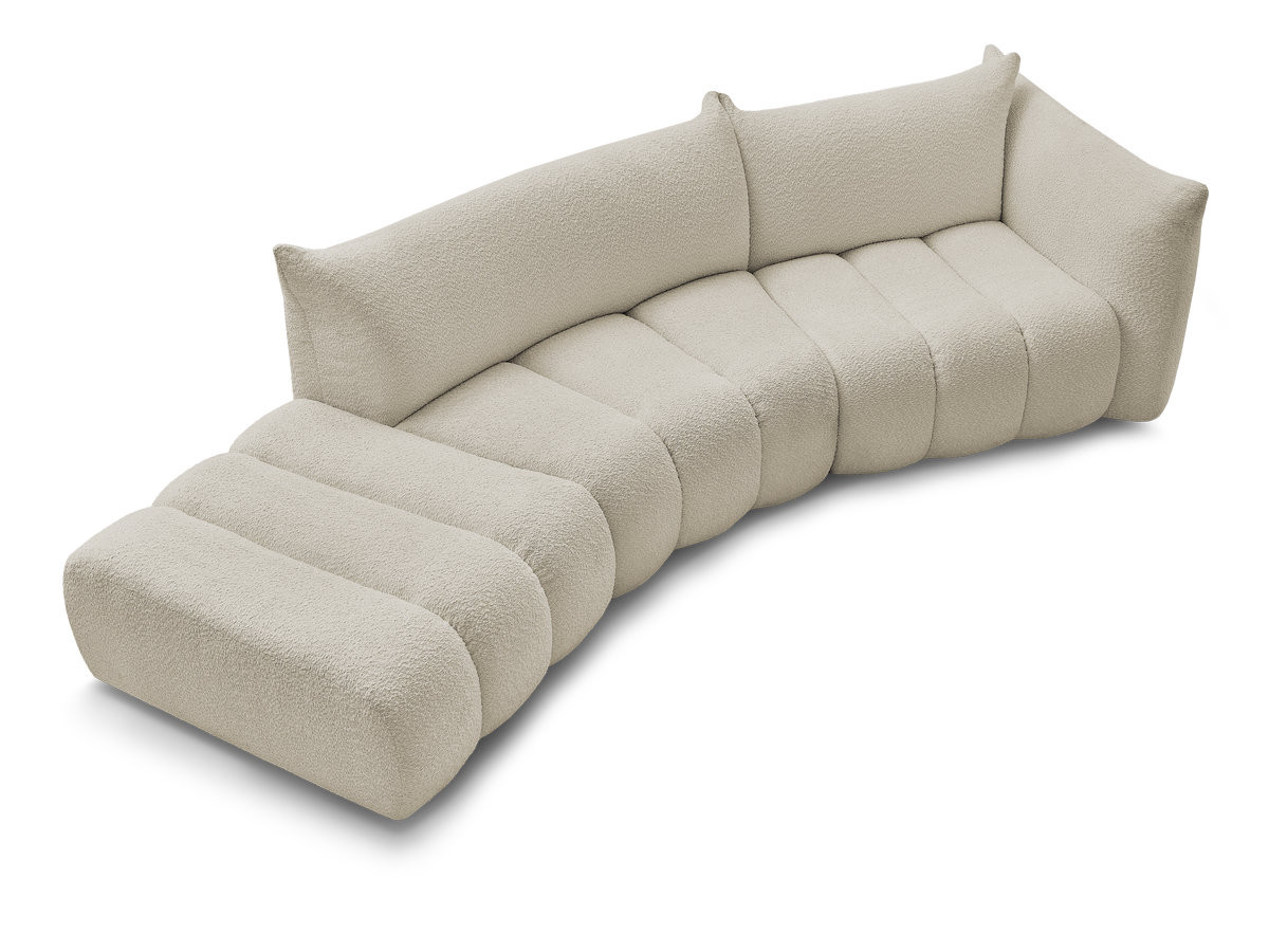 Canapé incurvé fixe 4 places AZRA tissu bouclette