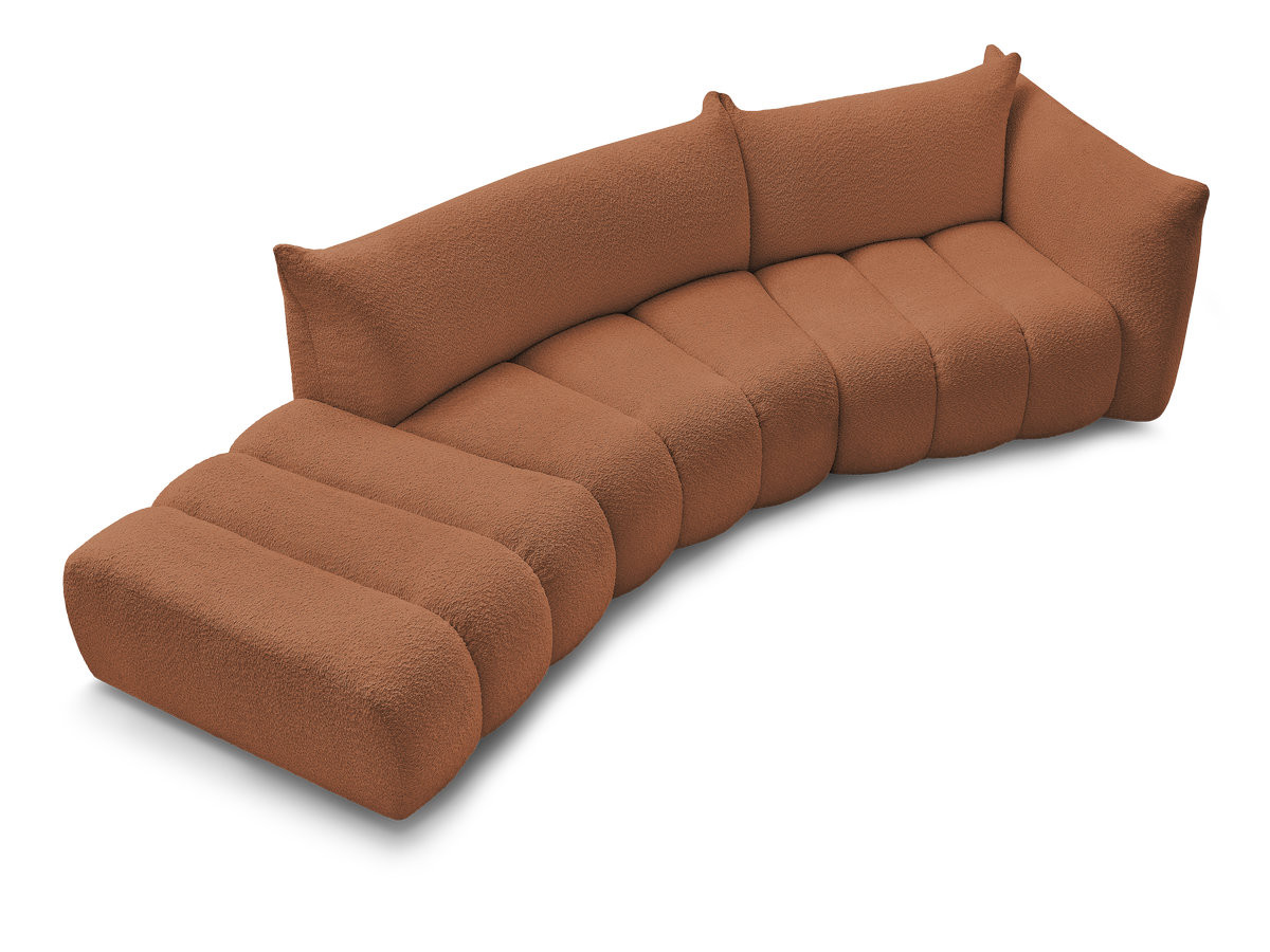 Canapé incurvé fixe 4 places AZRA tissu bouclette