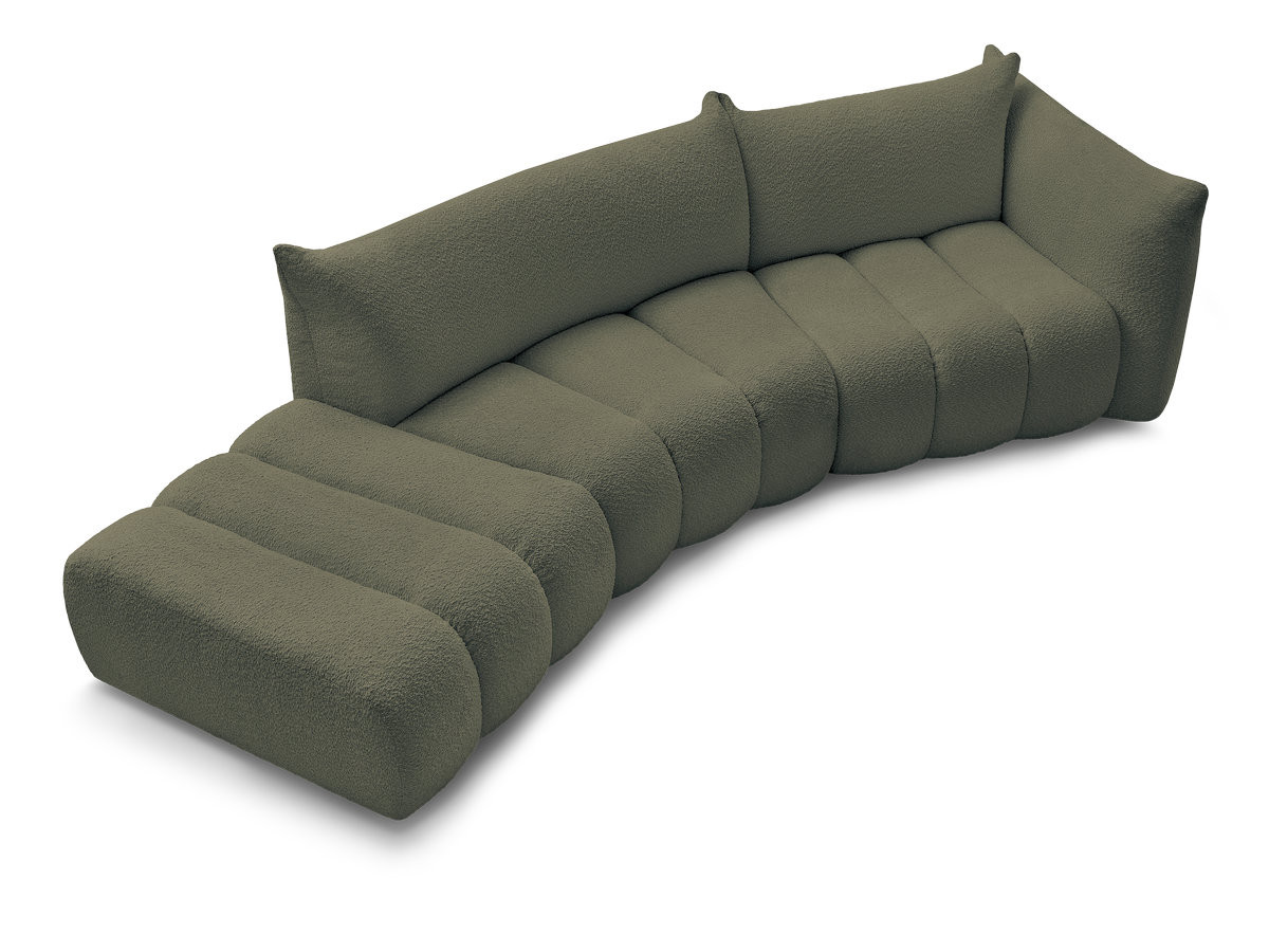 Canapé incurvé fixe 4 places AZRA tissu bouclette