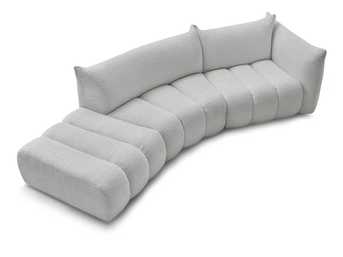 Canapé incurvé fixe 4 places AZRA tissu bouclette
