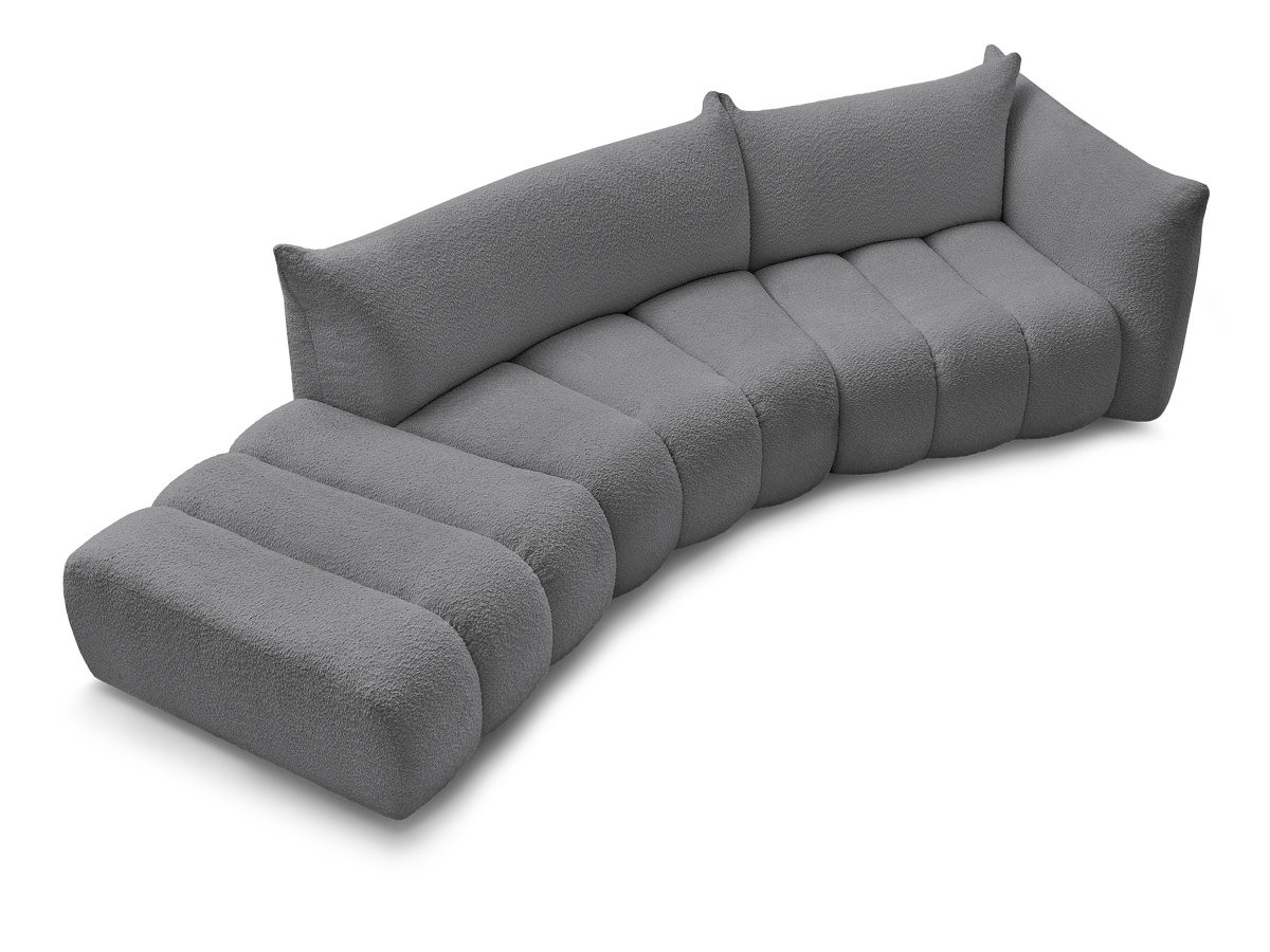 Canapé incurvé fixe 4 places AZRA tissu bouclette