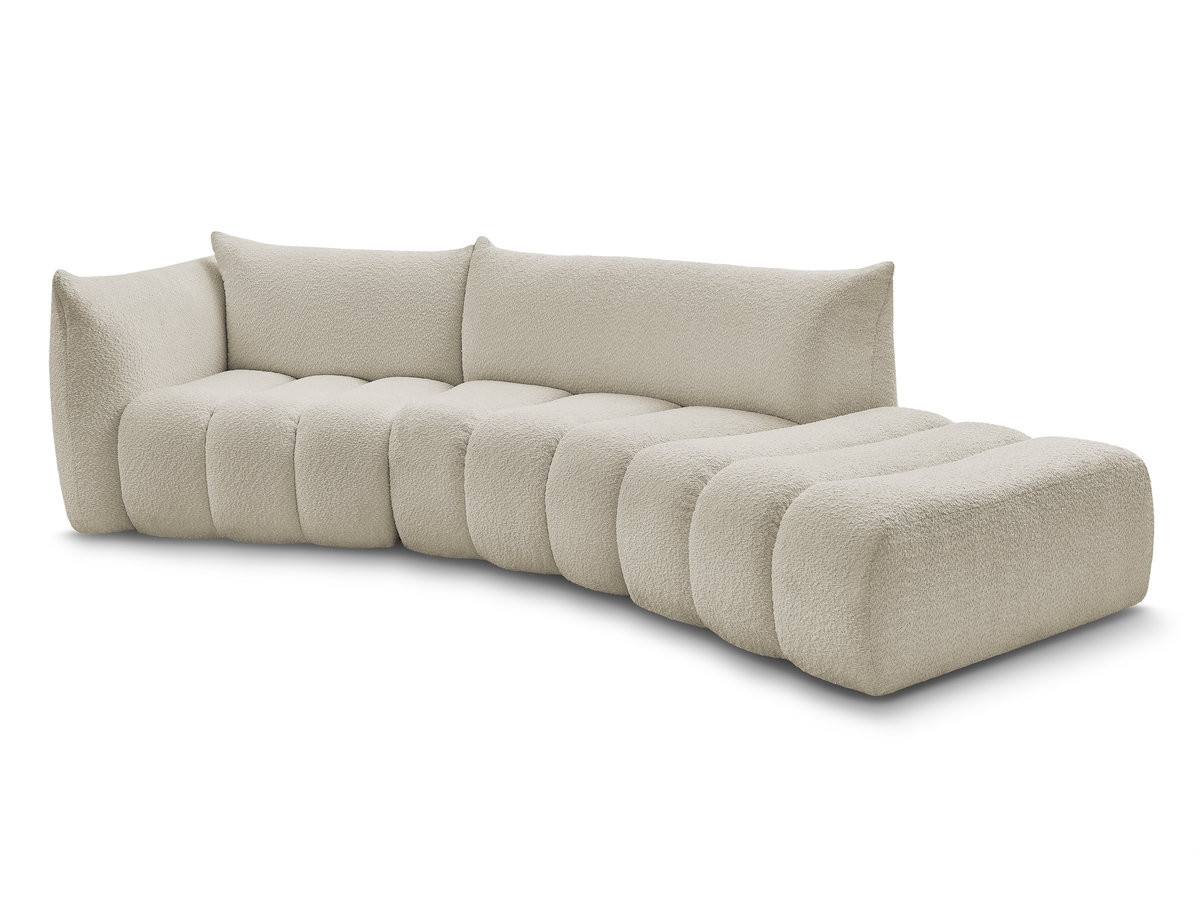 Canapé incurvé fixe 4 places AZRA tissu bouclette