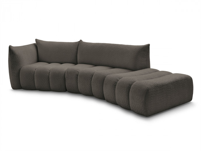 Canapé incurvé fixe 4 places AZRA tissu bouclette