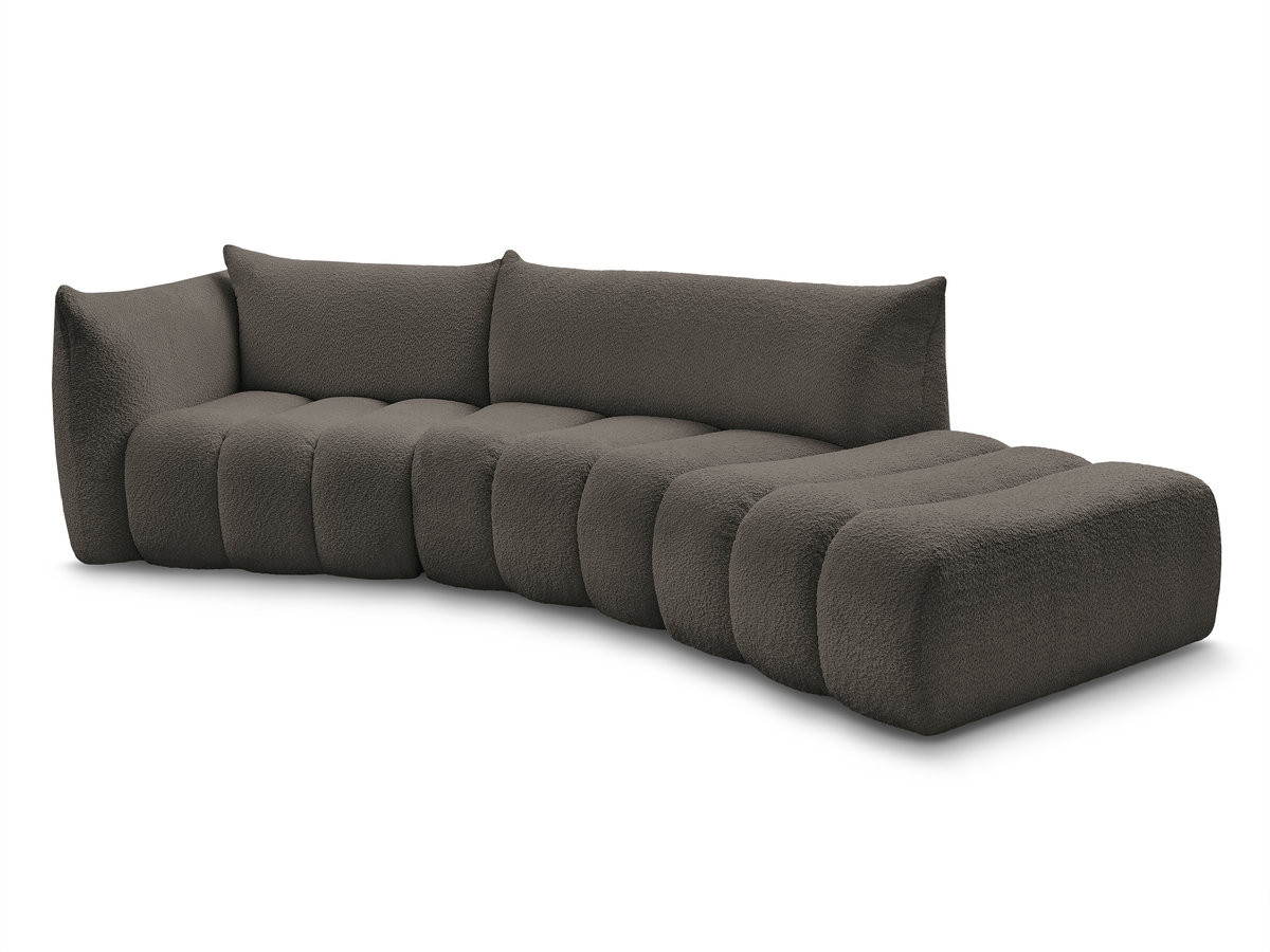 Canapé incurvé fixe 4 places AZRA tissu bouclette