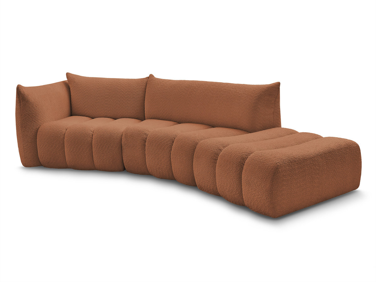 canapé incurvé fixe 4 places azra tissu bouclette de couleur orange