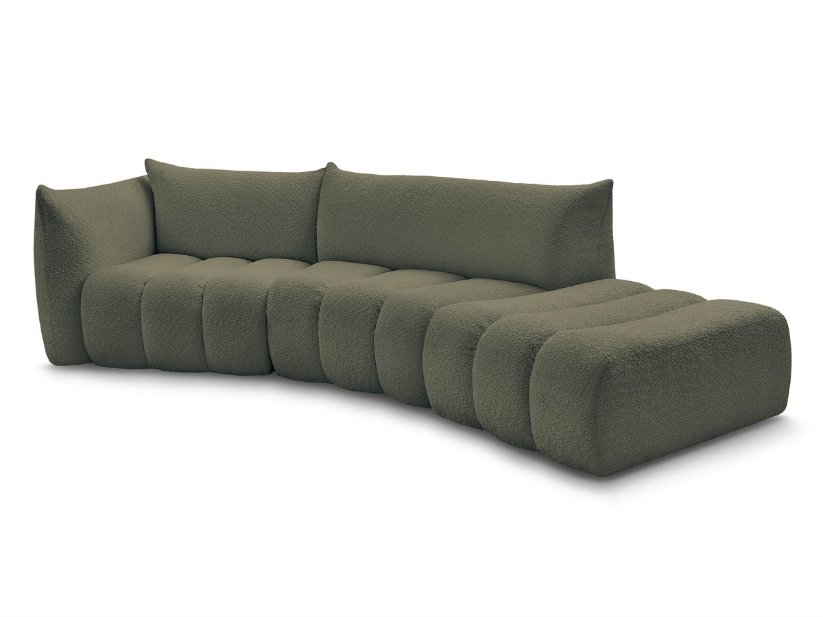 canapé incurvé fixe 4 places azra tissu bouclette de couleur vert