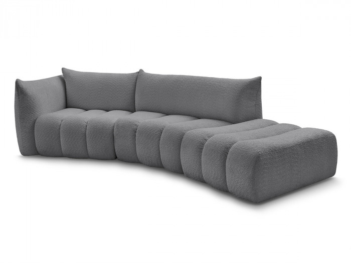 Canapé incurvé fixe 4 places AZRA tissu bouclette