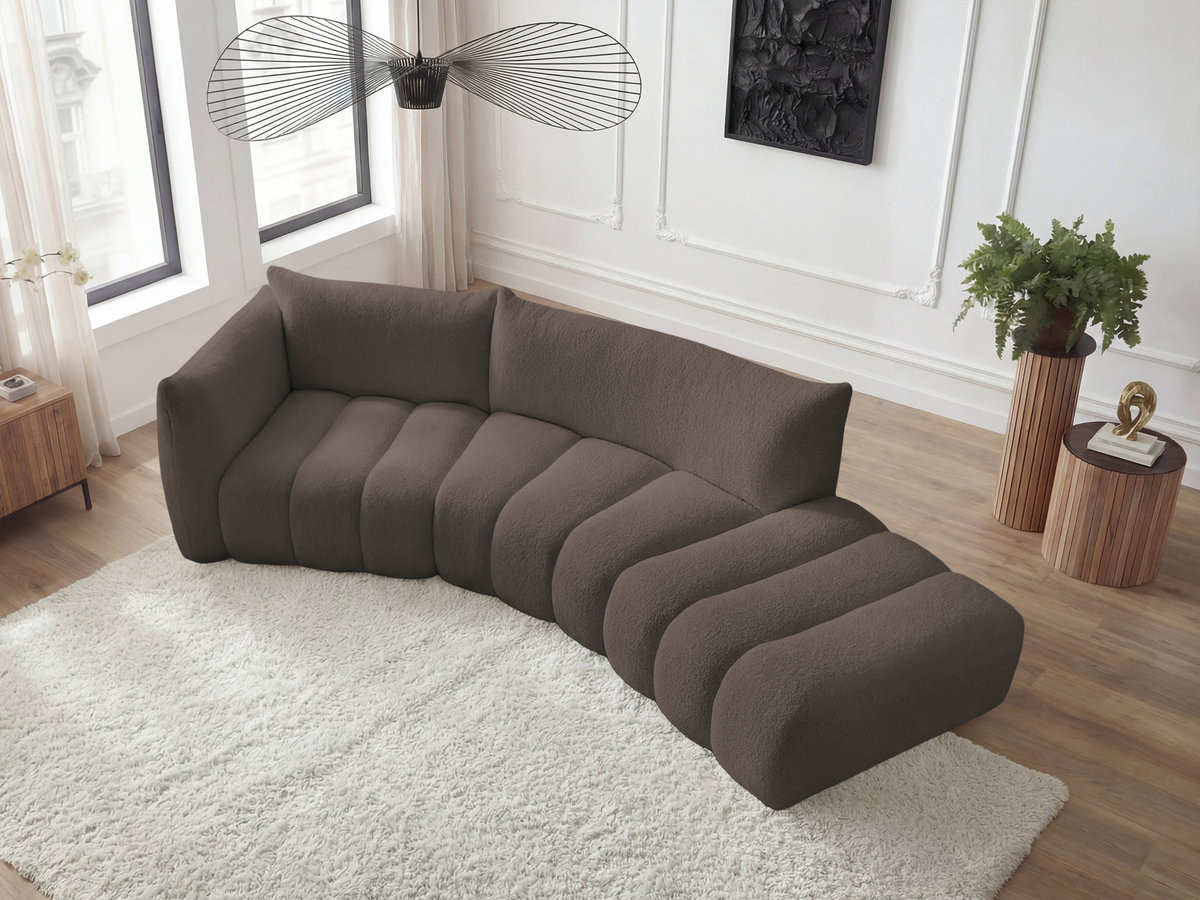 Canapé incurvé fixe 4 places AZRA tissu bouclette