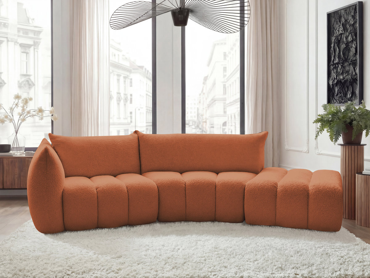 Canapé incurvé fixe 4 places AZRA tissu bouclette