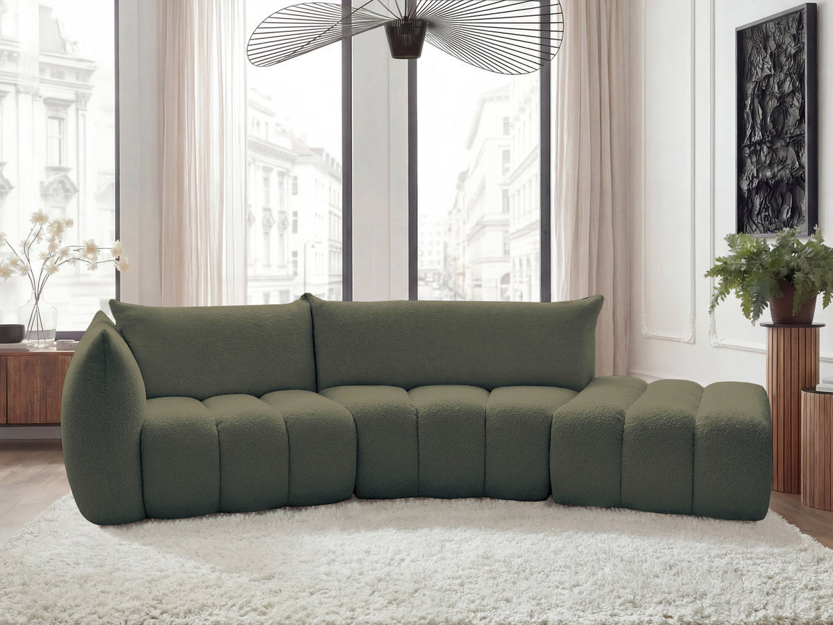 Canapé incurvé fixe 4 places AZRA tissu bouclette