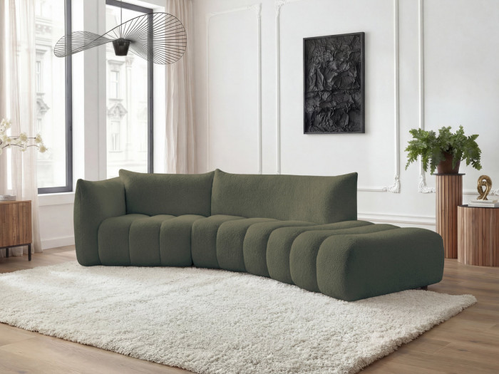 Canapé incurvé fixe 4 places AZRA tissu bouclette