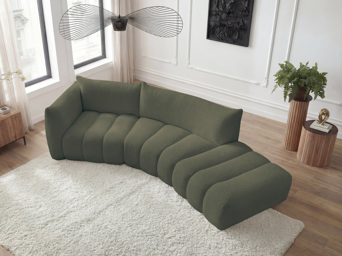 Canapé incurvé fixe 4 places AZRA tissu bouclette