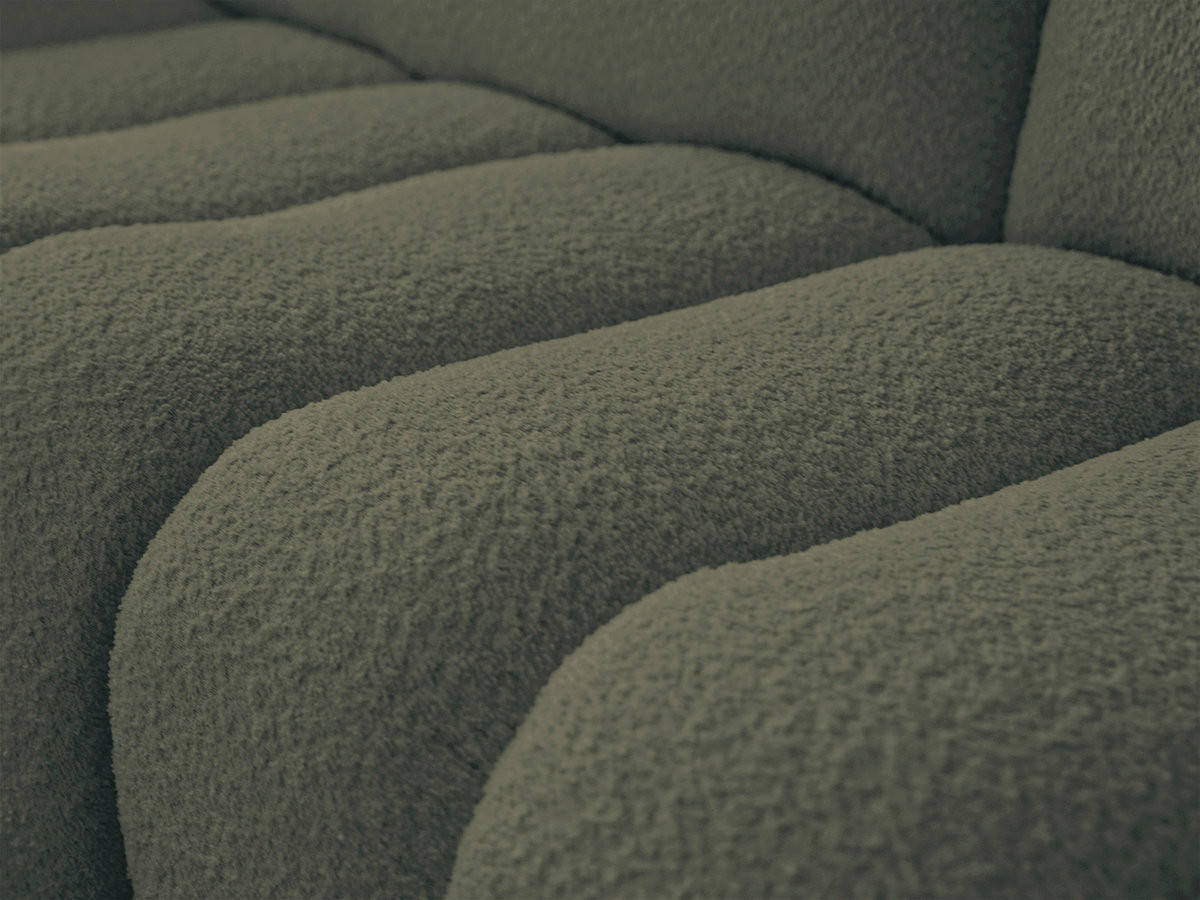 Canapé incurvé fixe 4 places AZRA tissu bouclette