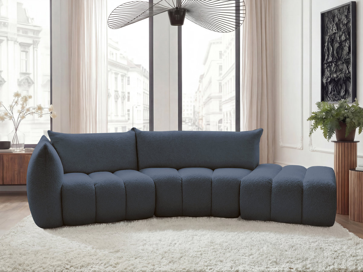 Canapé incurvé fixe 4 places AZRA tissu bouclette