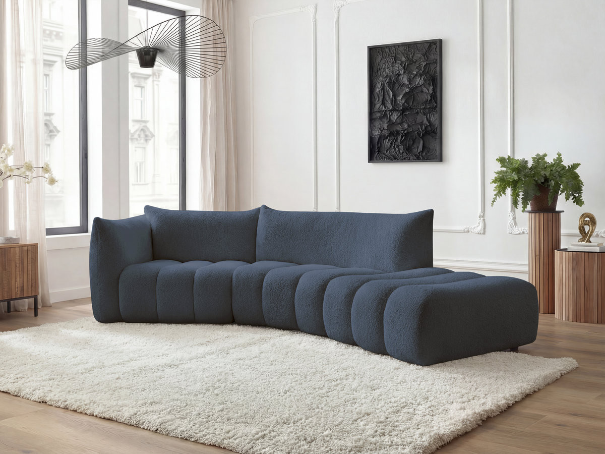 Canapé incurvé fixe 4 places AZRA tissu bouclette