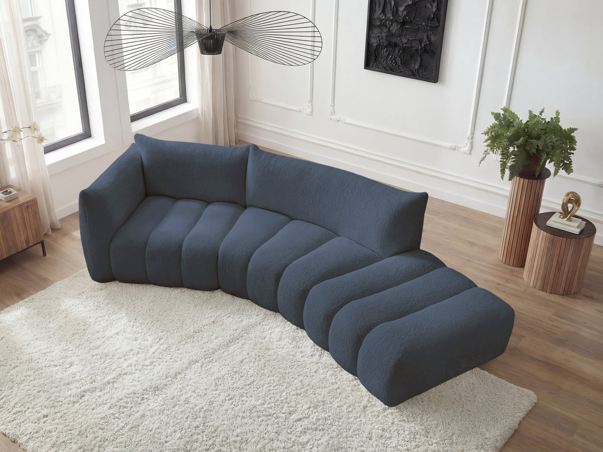 Canapé incurvé fixe 4 places AZRA tissu bouclette