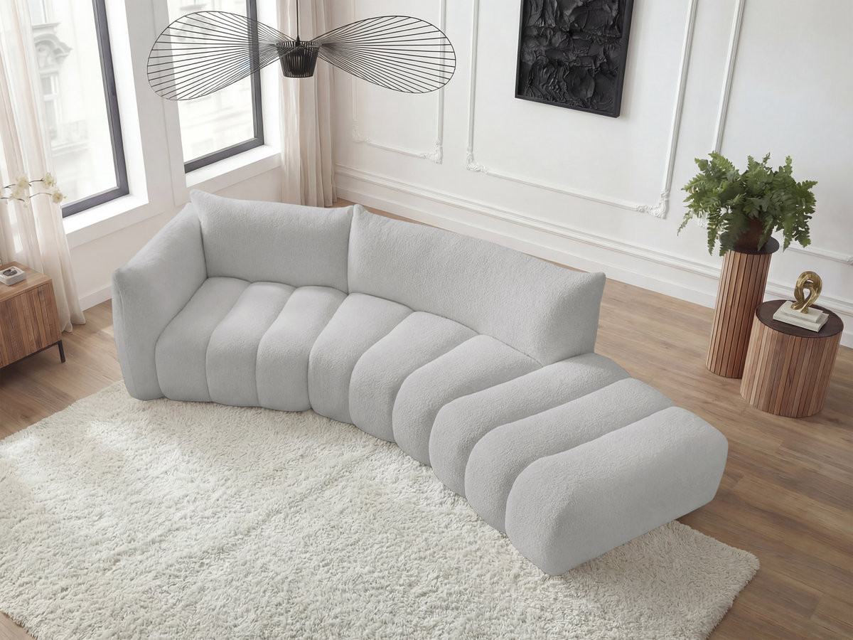 Canapé incurvé fixe 4 places AZRA tissu bouclette