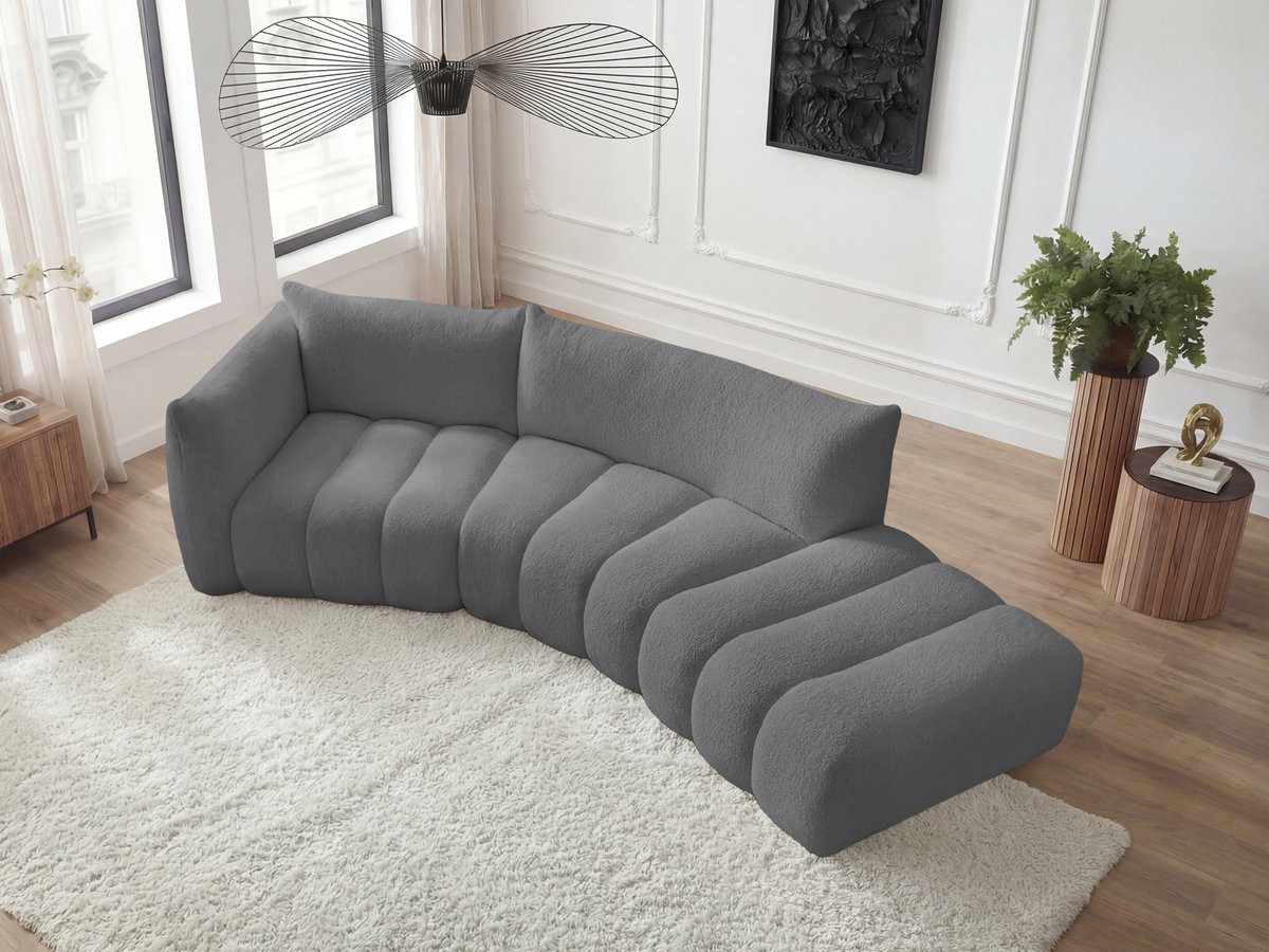 Canapé incurvé fixe 4 places AZRA tissu bouclette