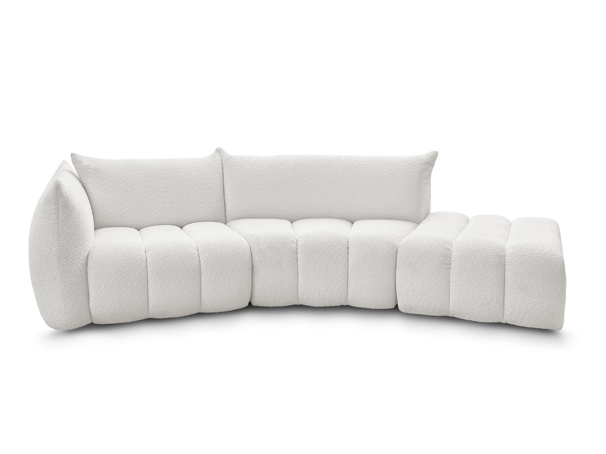 Canapé incurvé fixe 4 places AZRA tissu bouclette