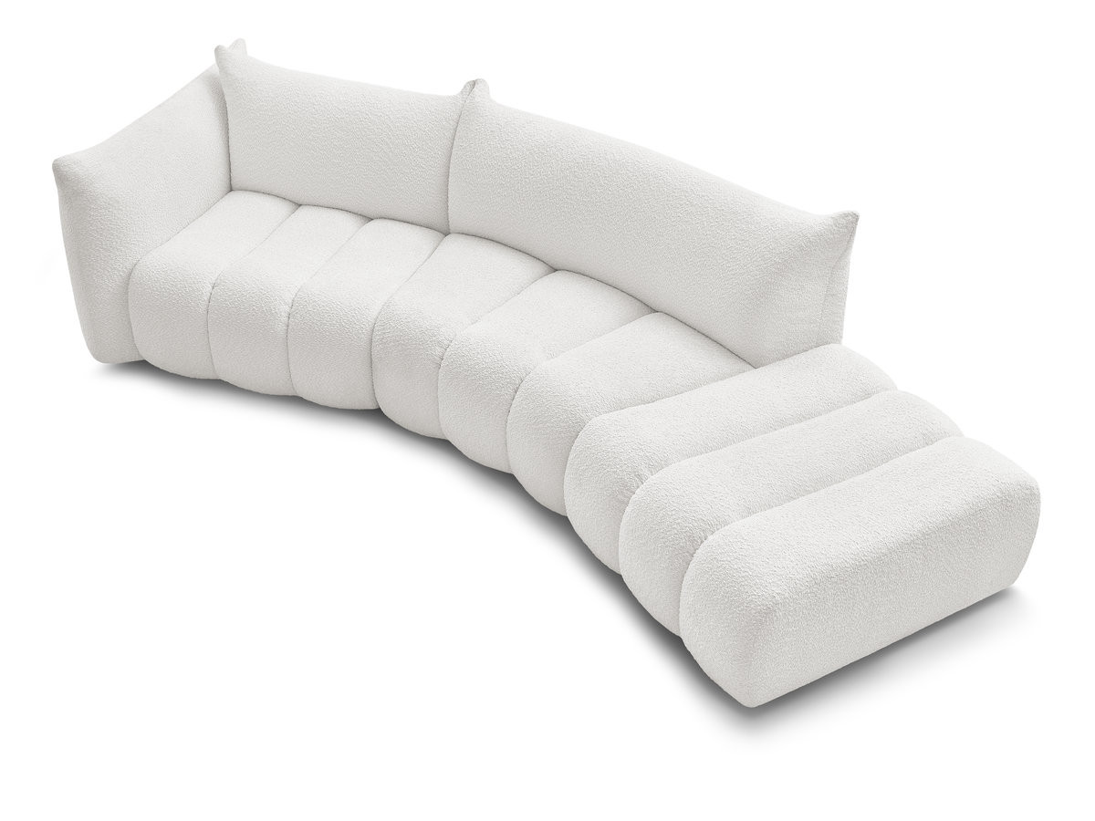 Canapé incurvé fixe 4 places AZRA tissu bouclette