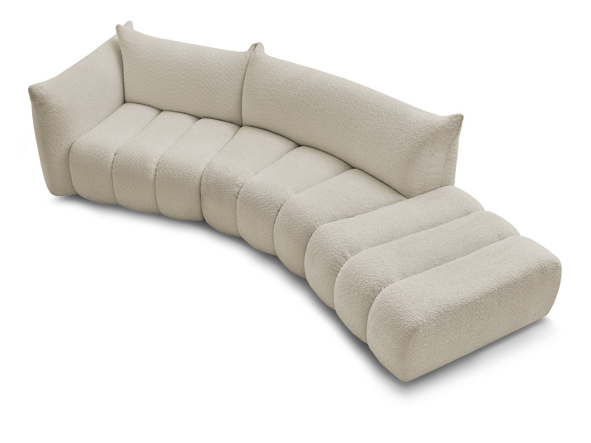 Canapé incurvé fixe 4 places AZRA tissu bouclette