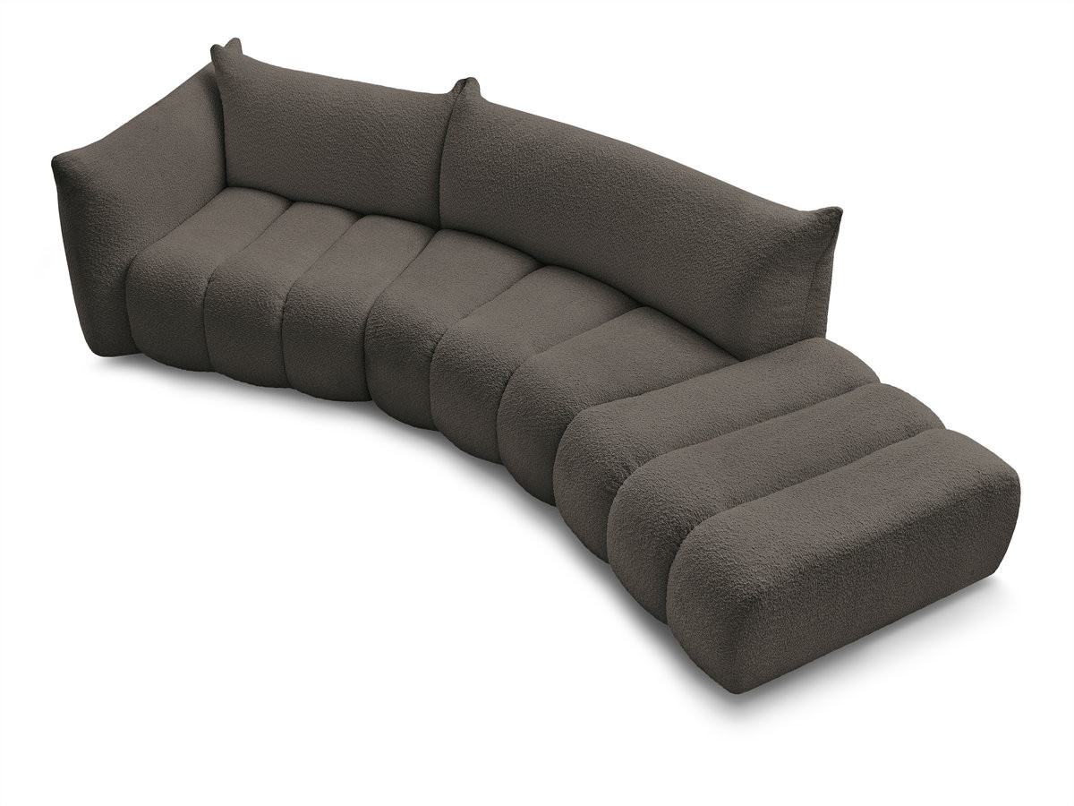 Canapé incurvé fixe 4 places AZRA tissu bouclette